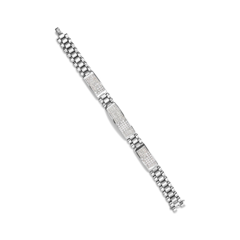 Bids.com 14K White Gold 12.0 Cttw Men's Invisible Set Princess Diamond Tennis Bracelet (G-H Color, VS1-VS2 Clarity) - Size 8.5" Inches Bracelets