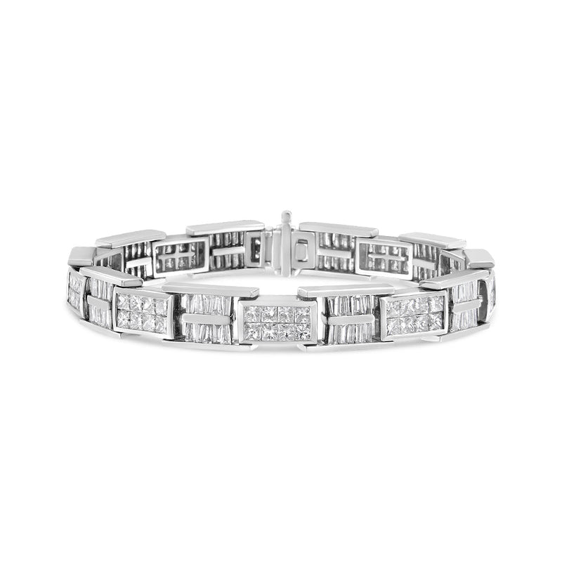 Bids.com 14K White Gold 10 5/8 Cttw Diamond Panel Link Bracelet  - 7" Inches Bracelets