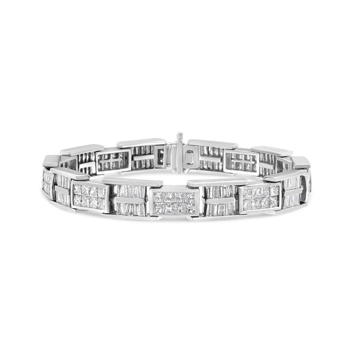 Bids.com 14K White Gold 10 5/8 Cttw Diamond Panel Link Bracelet  - 7" Inches Bracelets