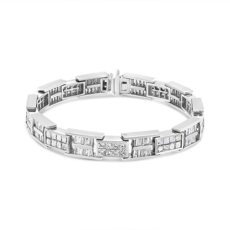 Bids.com 14K White Gold 10 5/8 Cttw Diamond Panel Link Bracelet  - 7" Inches Bracelets