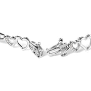 Bids.com 925 Sterling Silver 1/5 Cttw Diamond Double Heart Link Bracelet (I-J Color, I3 Clarity) - 7.25" Inches Bracelets