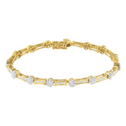 Bids.com 10K Yellow and White Gold 2.00 cttw Round and Baguette-Cut Diamond Link Bracelet (I-J Color, I2-I3 Clarity) - Size 7.25" Bracelets