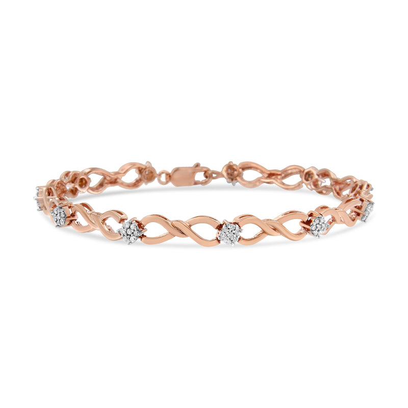 Bids.com 10K Rose Gold Plated .925 Sterling Silver 1/2 Cttw Diamond Infinity Link Tennis Bracelet (H-I Color, I2-I3 Clarity) -7â€ Bracelets