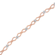 Bids.com 10K Rose Gold 1/2 cttw Diamond Cluster and Infinity Weave Link Bracelet (H-I Color, I2-I3 Clarity) - Size 7" Bracelets