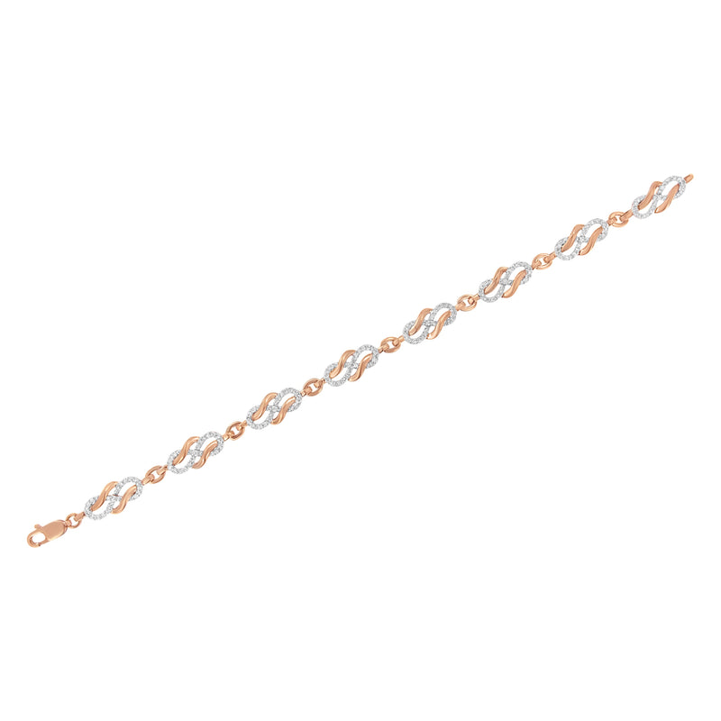 Bids.com 10K Rose Gold 1.0 Cttw Diamond Infinity Loop and Swirl Link Bracelet (I-J Color, I2-I3 Clarity) - 7.25" Inches Bracelets