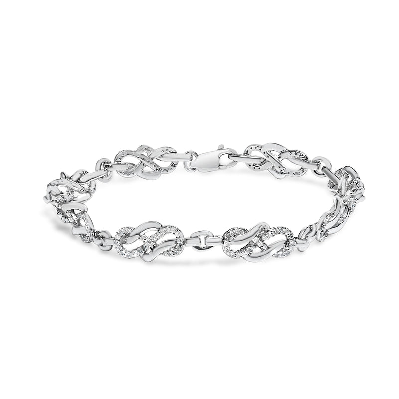 Bids.com .925 Sterling Silver 1.0 Cttw Diamond Infinity Loop and Swirl Link Bracelet (I-J Color, I2-I3 Clarity) - 7.25" Inches Bracelets