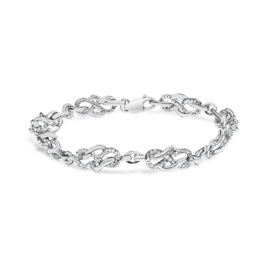 Bids.com .925 Sterling Silver 1.0 Cttw Diamond Infinity Loop and Swirl Link Bracelet (I-J Color, I2-I3 Clarity) - 7.25" Inches Bracelets