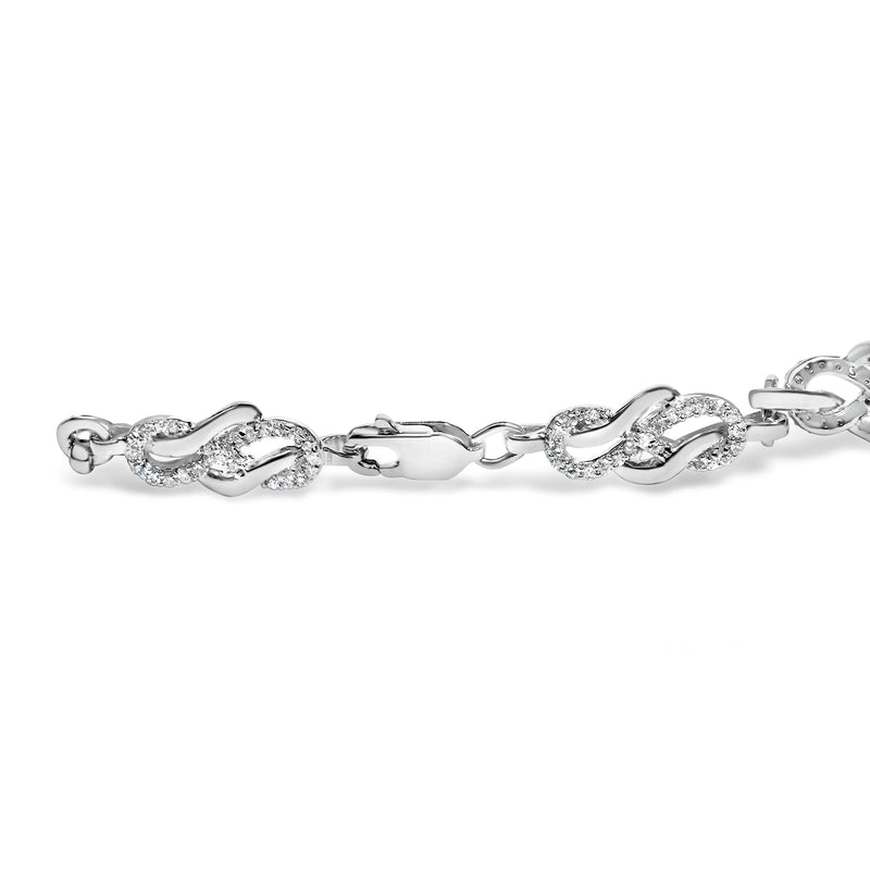 Bids.com .925 Sterling Silver 1.0 Cttw Diamond Infinity Loop and Swirl Link Bracelet (I-J Color, I2-I3 Clarity) - 7.25" Inches Bracelets