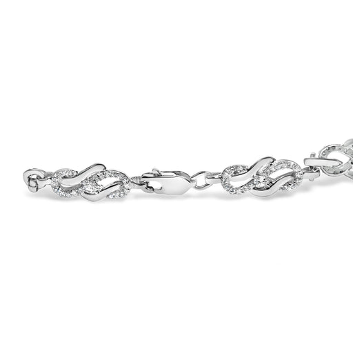 Bids.com .925 Sterling Silver 1.0 Cttw Diamond Infinity Loop and Swirl Link Bracelet (I-J Color, I2-I3 Clarity) - 7.25" Inches Bracelets