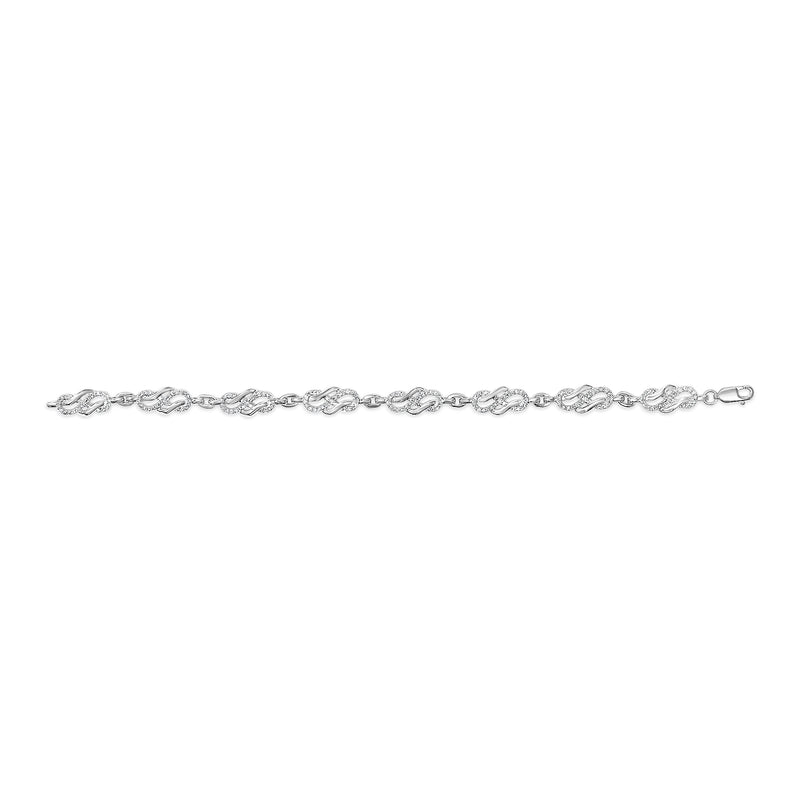 Bids.com .925 Sterling Silver 1.0 Cttw Diamond Infinity Loop and Swirl Link Bracelet (I-J Color, I2-I3 Clarity) - 7.25" Inches Bracelets