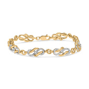 Bids.com 14K Yellow Gold Plated .925 Sterling Silver 1.0 Cttw Diamond Infinity Loop and Swirl Link Bracelet Bracelets