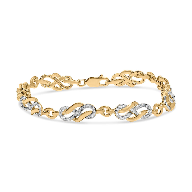 Bids.com 14K Yellow Gold Plated .925 Sterling Silver 1.0 Cttw Diamond Infinity Loop and Swirl Link Bracelet Bracelets