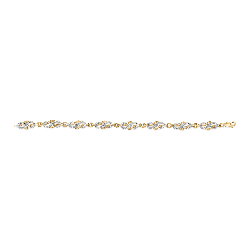 Bids.com 14K Yellow Gold Plated .925 Sterling Silver 1.0 Cttw Diamond Infinity Loop and Swirl Link Bracelet Bracelets