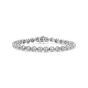 Bids.com .925 Sterling Silver 1.0 Cttw Diamond Miracle-Plate Open Quatrefoil Flower Circle-Link 7" Tennis Bracelet (I-J color, I3 clarity) Bracelets