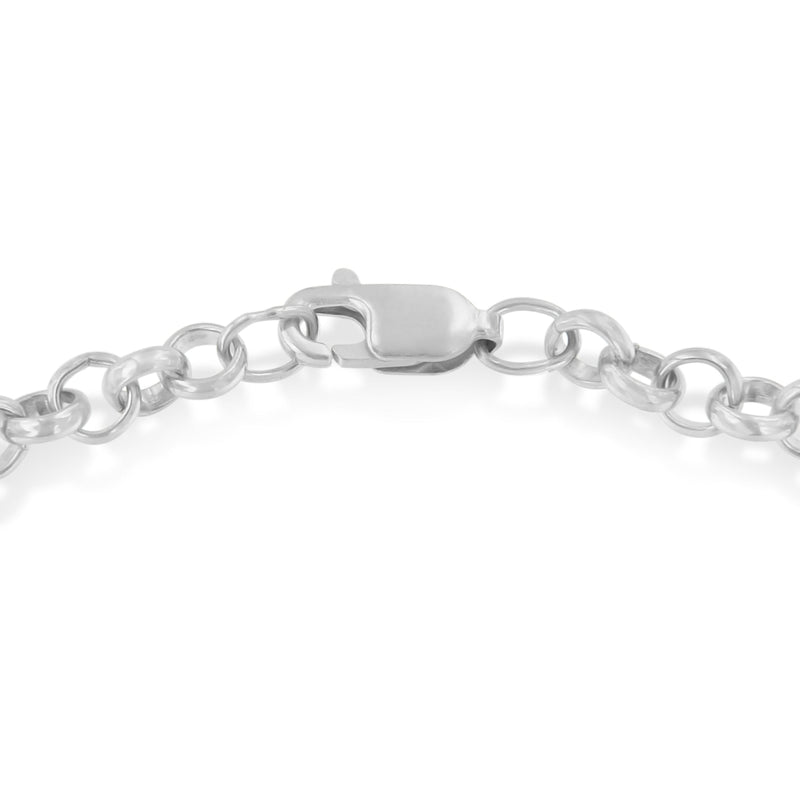 Bids.com 10K Yellow Gold 1/10 Cttw Diamond Awareness Ribbon & Heart Charm on 7" .925 Sterling Silver Rolo Bracelet (H-I Color, I1-I2 Clarity) Bracelets