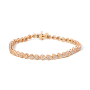 Bids.com .925 Sterling Silver 1.0 Cttw Miracle Set Diamond Heart-Link 7" Tennis Bracelet (I-J Color, I2-I3 Clarity) Bracelets