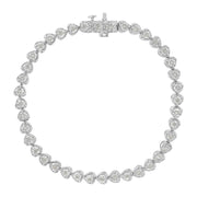 Bids.com .925 Sterling Silver 1.0 Cttw Miracle Set Diamond Heart-Link 7" Tennis Bracelet (I-J Color, I2-I3 Clarity) Bracelets