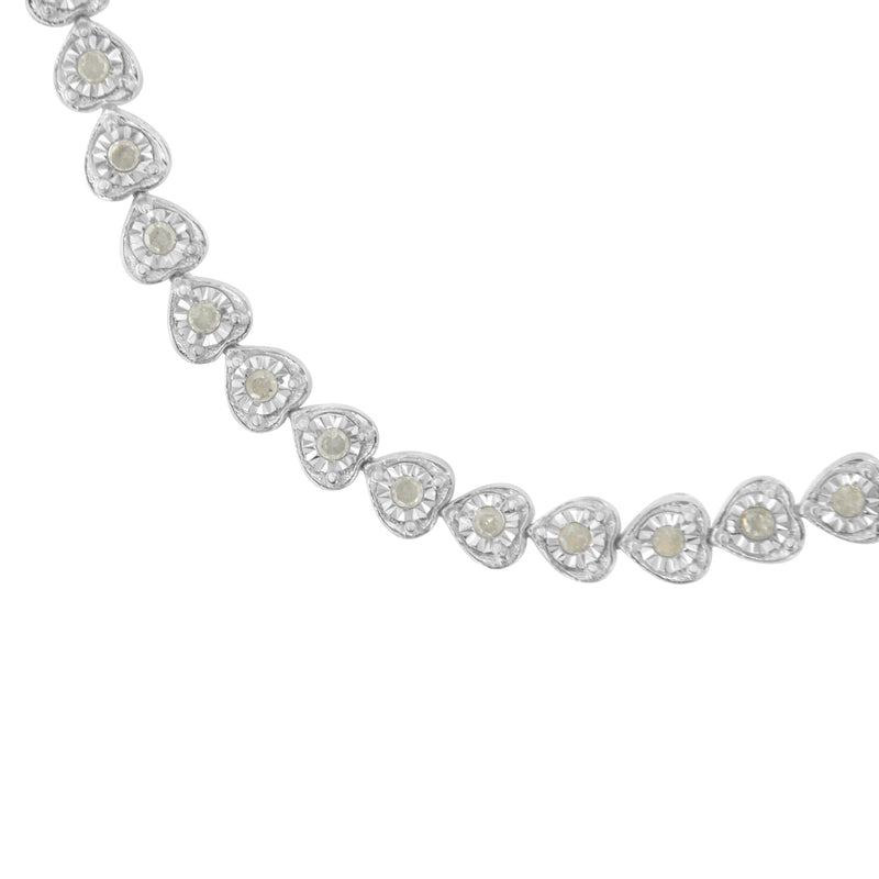 Bids.com .925 Sterling Silver 1.0 Cttw Miracle Set Diamond Heart-Link 7" Tennis Bracelet (I-J Color, I2-I3 Clarity) Bracelets