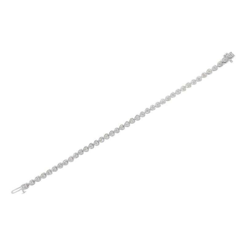 Bids.com .925 Sterling Silver 1.0 Cttw Miracle Set Diamond Heart-Link 7" Tennis Bracelet (I-J Color, I2-I3 Clarity) Bracelets