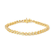 Bids.com .925 Sterling Silver 1.0 Cttw Miracle Set Diamond Heart-Link 7" Tennis Bracelet (I-J Color, I2-I3 Clarity) Bracelets