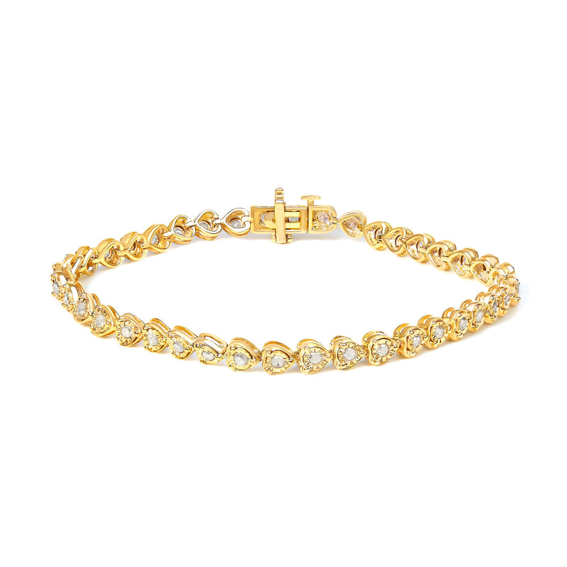 Bids.com .925 Sterling Silver 1.0 Cttw Miracle Set Diamond Heart-Link 7" Tennis Bracelet (I-J Color, I2-I3 Clarity) Bracelets
