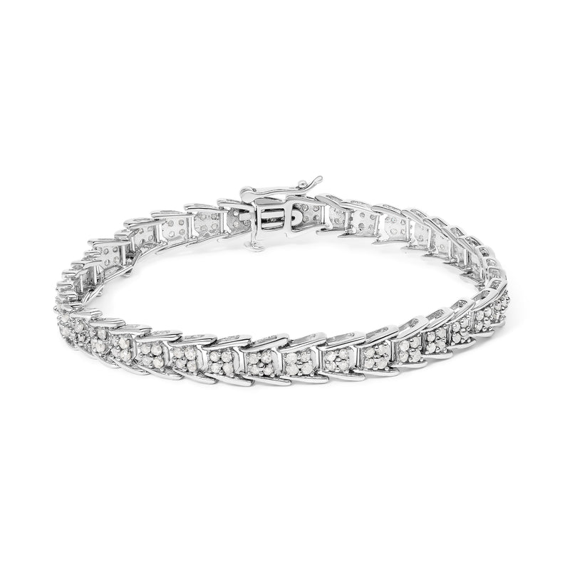 Bids.com 10k White Gold 2 cttw Diamond Fan-Shaped Link Tennis Bracelet (I-J Clarity, I3 Color) - Size 7.25" Bracelets
