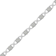 Bids.com Sterling Silver Rose-Cut Diamond Love Locks Link Bracelet (1.00cttw,I-J color,I3-Promo clarity) Bracelets