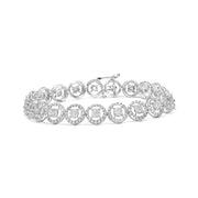 Bids.com .925 Sterling Silver 1/2 Cttw Diamond Nested Circle Miracle Set Open Wheel 7" Fashion Link Bracelet (I-J Color, I3 Clarity) Bracelets