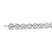Bids.com .925 Sterling Silver 1/2 Cttw Diamond Nested Circle Miracle Set Open Wheel 7" Fashion Link Bracelet (I-J Color, I3 Clarity) Bracelets