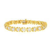 Bids.com 10K Yellow Gold Plated Sterling Silver 2 cttw Diamond "XOXO" Bracelet (J-K Clarity, I1-I2 Color) - Size 7.25" Bracelets