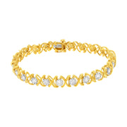 Bids.com 10K Yellow Gold Plated Sterling Silver 2 cttw Diamond "XOXO" Bracelet (J-K Clarity, I1-I2 Color) - Size 7.25" Bracelets