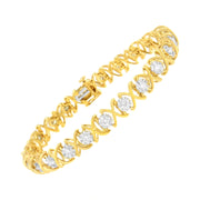 Bids.com 10K Yellow Gold Plated Sterling Silver 2 cttw Diamond "XOXO" Bracelet (J-K Clarity, I1-I2 Color) - Size 7.25" Bracelets