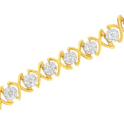 Bids.com 10K Yellow Gold Plated Sterling Silver 2 cttw Diamond "XOXO" Bracelet (J-K Clarity, I1-I2 Color) - Size 7.25" Bracelets
