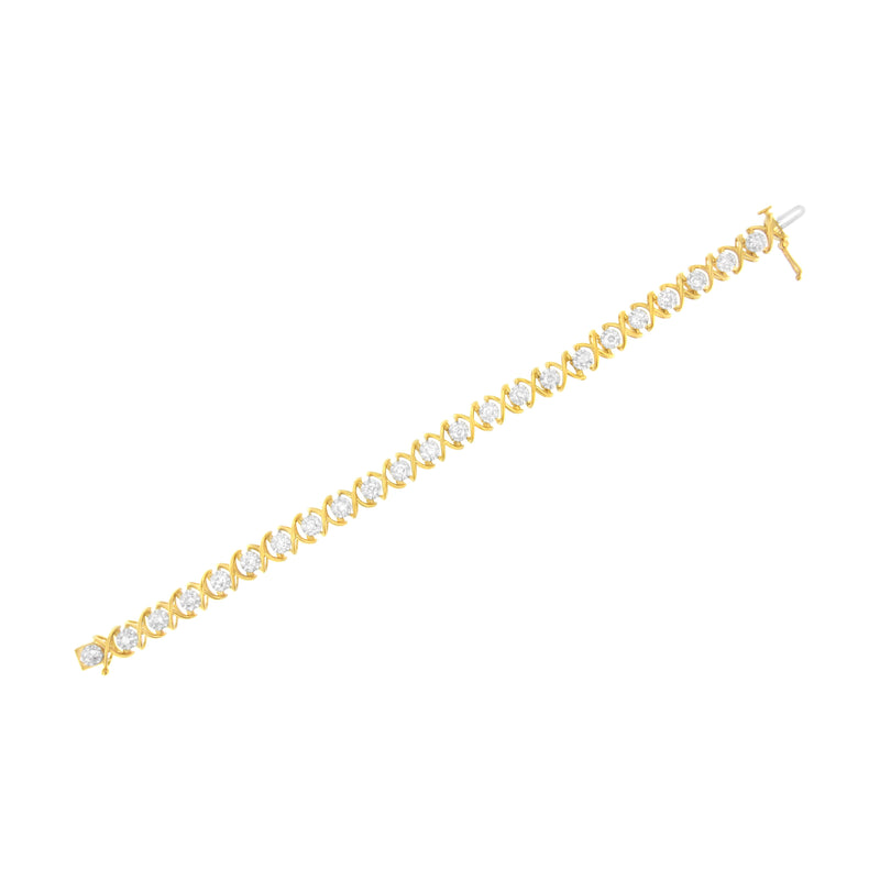 Bids.com 10K Yellow Gold Plated Sterling Silver 2 cttw Diamond "XOXO" Bracelet (J-K Clarity, I1-I2 Color) - Size 7.25" Bracelets