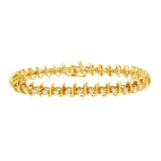 Bids.com 10KT Yellow Gold Plated .925 Sterling Silver 1 cttw Prong-Set Diamond Link Bracelet (J-K, I1-I2) - 7.5" Bracelets