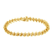 Bids.com 10KT Yellow Gold Plated .925 Sterling Silver 1 cttw Prong-Set Diamond Link Bracelet (J-K, I1-I2) - 7.5" Bracelets
