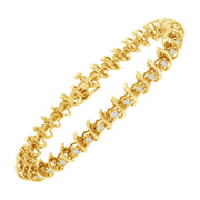 Bids.com 10KT Yellow Gold Plated .925 Sterling Silver 1 cttw Prong-Set Diamond Link Bracelet (J-K, I1-I2) - 7.5" Bracelets