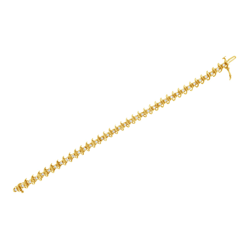 Bids.com 10KT Yellow Gold Plated .925 Sterling Silver 1 cttw Prong-Set Diamond Link Bracelet (J-K, I1-I2) - 7.5" Bracelets