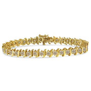 Bids.com 10K Yellow Gold Plated .925 Sterling Silver 7.0 cttw 2-Prong Set Round Brilliant Cut Diamond "S" Link Bracelet (J-K color, I1-I2 clarity) - 7" Bracelets