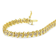 Bids.com 10K Yellow Gold Plated .925 Sterling Silver 7.0 cttw 2-Prong Set Round Brilliant Cut Diamond "S" Link Bracelet (J-K color, I1-I2 clarity) - 7" Bracelets