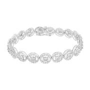 Bids.com .925 Sterling Silver 1.0 Cttw Diamond Nested Circle Miracle Set Open Wheel 7" Fashion Link Bracelet (I-J Color, I3 Clarity) Bracelets