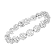 Bids.com .925 Sterling Silver 1.0 Cttw Diamond Nested Circle Miracle Set Open Wheel 7" Fashion Link Bracelet (I-J Color, I3 Clarity) Bracelets