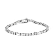 Bids.com .925 Sterling Silver 1.0 Cttw Miracle-Set Diamond Round Faceted Bezel Tennis Bracelet (I-J Color, I3 Clarity) - 7" Bracelets