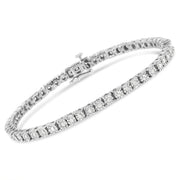 Bids.com .925 Sterling Silver 1.0 Cttw Miracle-Set Diamond Round Faceted Bezel Tennis Bracelet (I-J Color, I3 Clarity) - 7" Bracelets