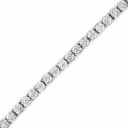 Bids.com .925 Sterling Silver 1.0 Cttw Miracle-Set Diamond Round Faceted Bezel Tennis Bracelet (I-J Color, I3 Clarity) - 7" Bracelets