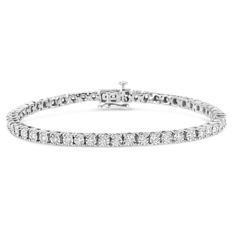 Bids.com 14K White Gold 3.0 Cttw Lab Grown Diamond Illusion-Set Miracle Plate Tennis Bracelet (F-G Color, VS1-VS2 Clarity) - Size 7.25" Bracelets