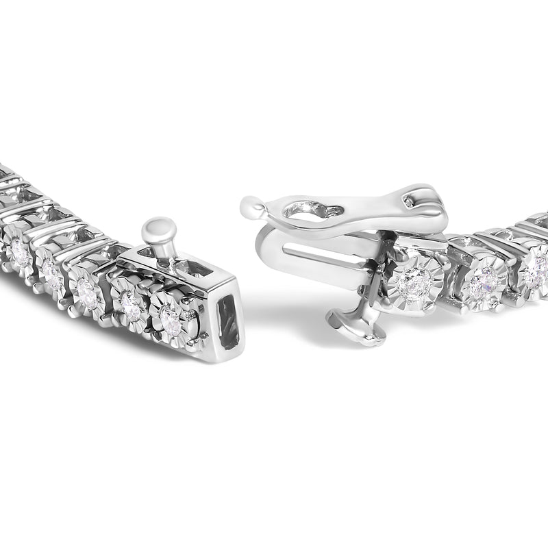 Bids.com .925 Sterling Silver 3.0 Cttw Lab Grown Diamond Illusion-Set Miracle Plate Tennis Bracelet (G-H Color, VS1-VS2 Clarity) - Size 7.25" Bracelets