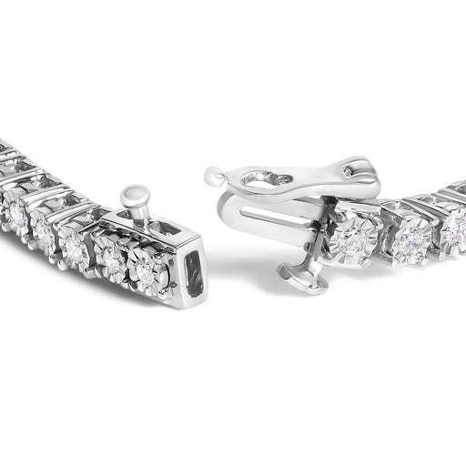 Bids.com .925 Sterling Silver 3.0 Cttw Lab Grown Diamond Illusion-Set Miracle Plate Tennis Bracelet (G-H Color, VS1-VS2 Clarity) - Size 7.25" Bracelets