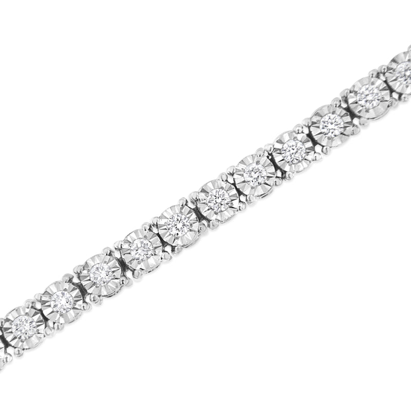 Bids.com .925 Sterling Silver 3.0 Cttw Lab Grown Diamond Illusion-Set Miracle Plate Tennis Bracelet (G-H Color, VS1-VS2 Clarity) - Size 7.25" Bracelets