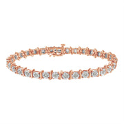 Bids.com Two-Tone 10K Yellow Gold over .925 Sterling Silver 1.0 Cttw Diamond S-Curve Link Miracle-Set Tennis Bracelet (I-J Color, I3 Clarity) - 7" Bracelets